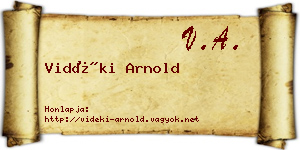 Vidéki Arnold névjegykártya