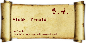 Vidéki Arnold névjegykártya